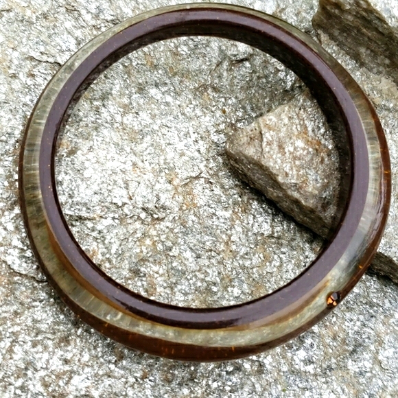 Vtg Abstract Gold Confetti RS Lucite Bracelet - Picture 7 of 8